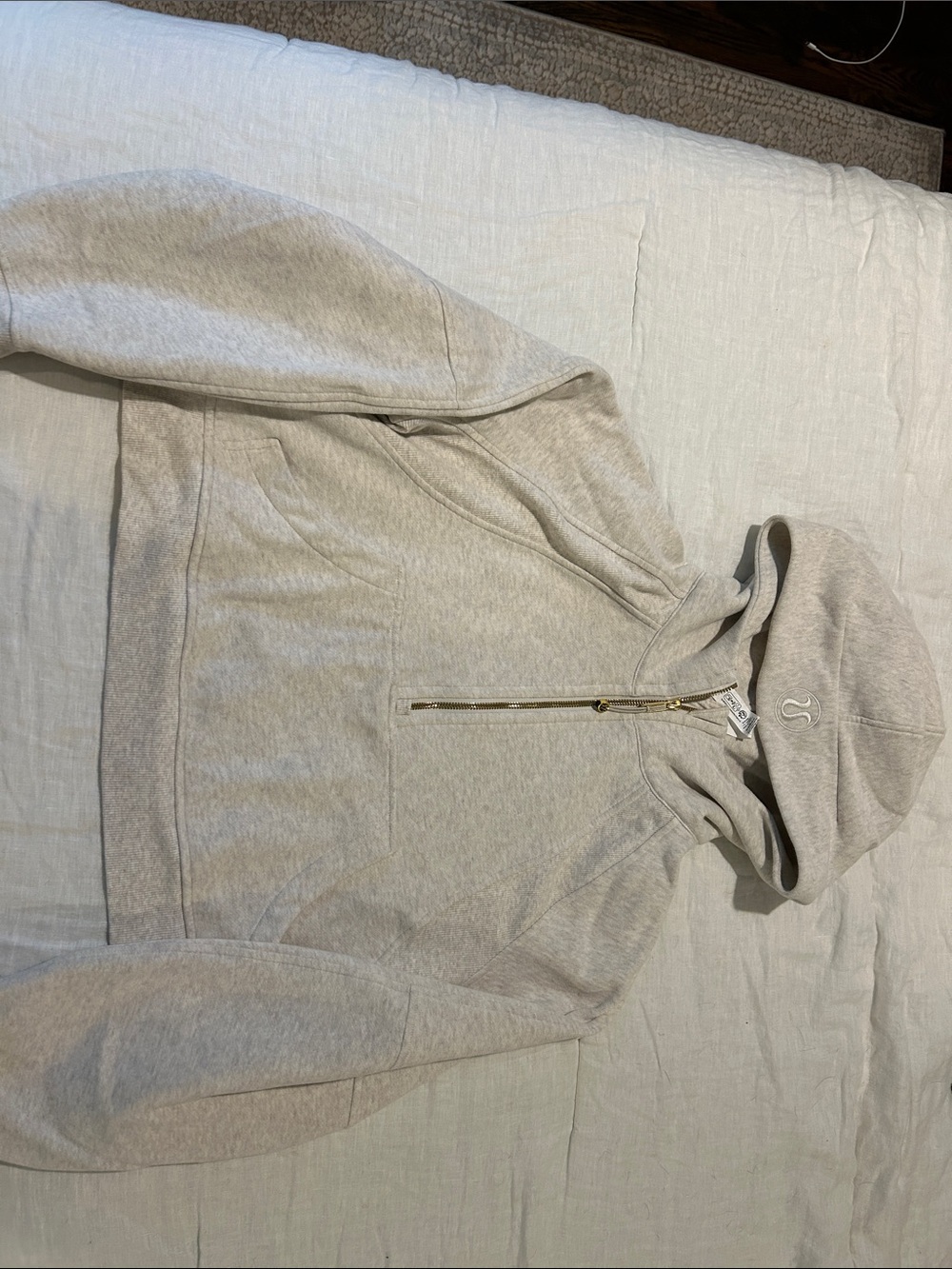 lululemon athletica Light Gray Cropped Half-Zip Hoodie